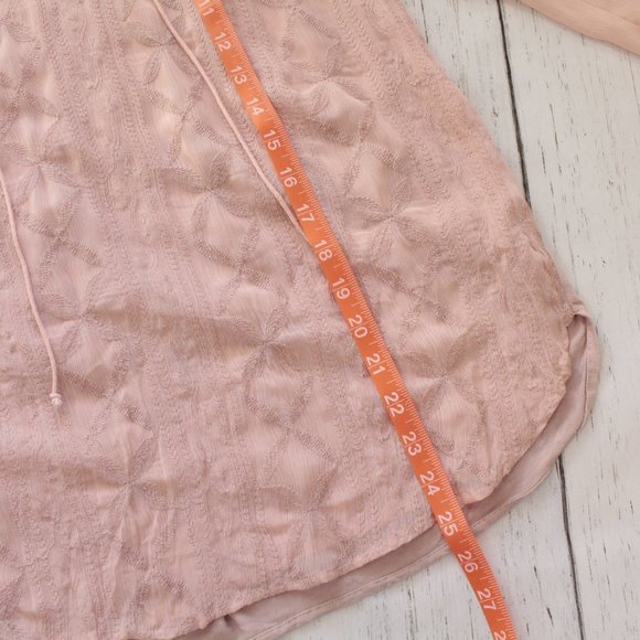 Anthropologie Tiny Chiffon Sheer Long Sleeve Top Pink XS - Picture 12 of 13